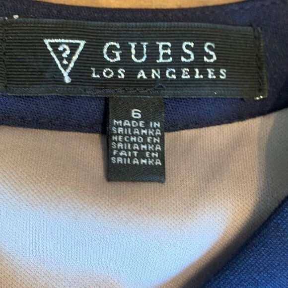 Dress, Guess, all stretch lace, navy over nude, sz 6, knee length, EUC - Picture 4 of 16